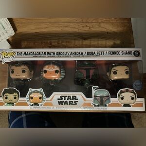 Star Wars Funko Pop set.  Brand New.
Mandalorian, Boba Fett, Ahsoka